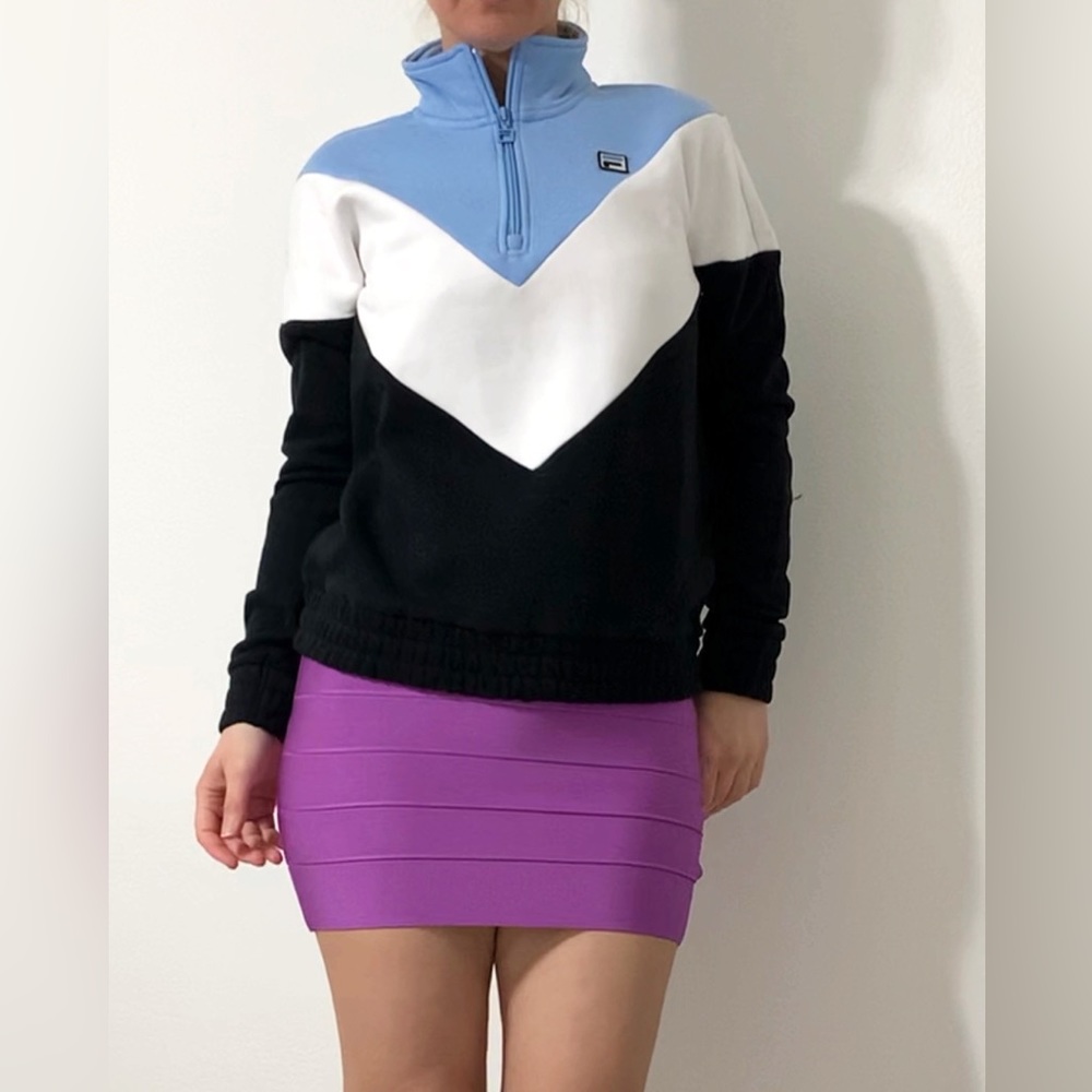 NEW Fila Long Sleeve Half zip black white blue sweater size S